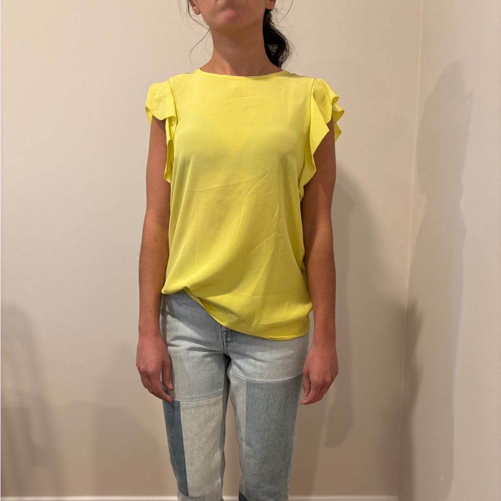 Kate Spade Green Ruffle Sleeve Silk Blouse